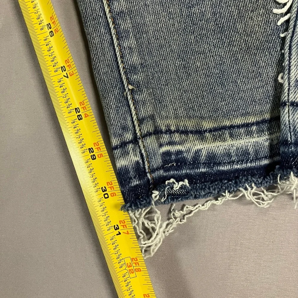 Lifted Anchors Mens 32 Distressed Jeans Customized Tribal Belt LFOD Blue Denim